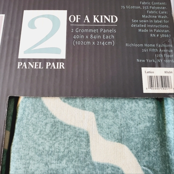 NWT Kate Aurora Lattice Clover Ultra Luxurious Window Curtains - 40 in. W x 84 L - Picture 4 of 7